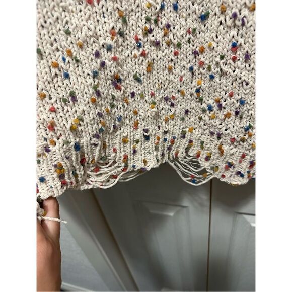 Entro Womens Sweater Cropped Knit Long Sleeve Rainbow Confetti Medium - Picture 7 of 9